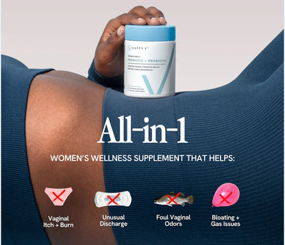 Happy V Vaginal Probiotics Formulated for Women – 60 Vegan Capsules